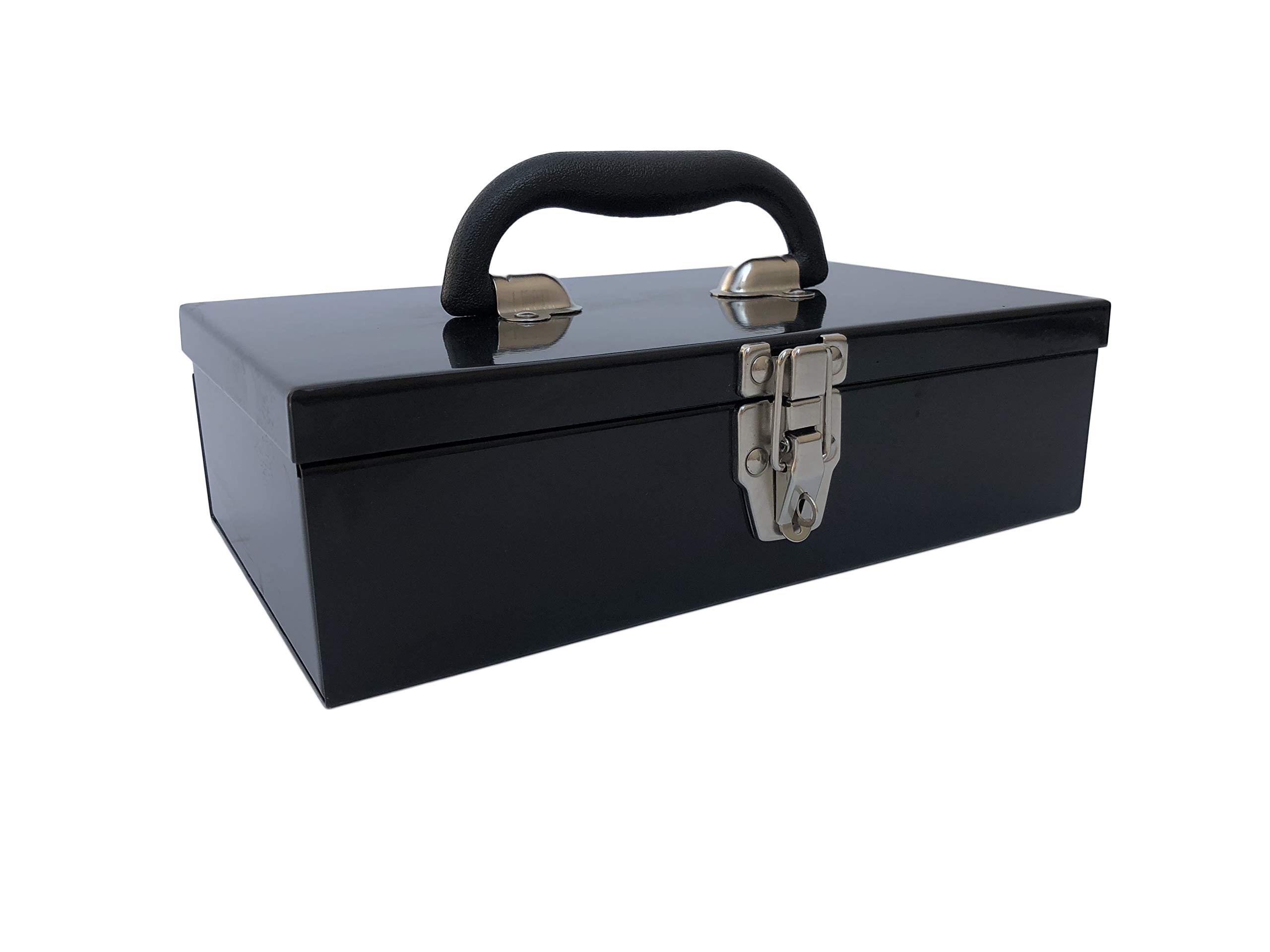 Portable Carpenter Metal Tool Box with Latch - Small Parts Organizer & Socket Storage Box (4002 Black) - Perfect for DIY Projects, Workshop Organization & On-the-Go Tool Storage