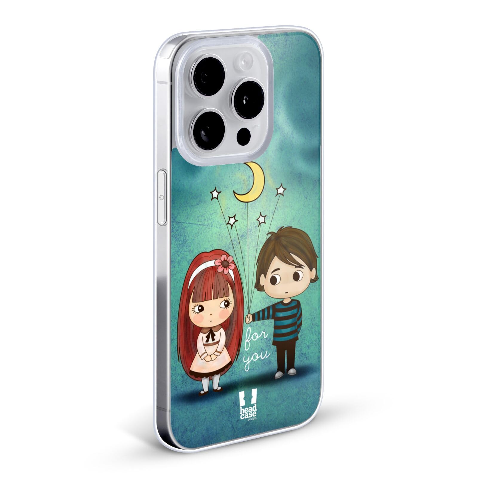 Head Case Designs Cute Emo Love Soft Gel Phone Case for iPhone 7 Plus/8 Plus - Moon and Stars Aesthetic for Daily Use & Gift Giving