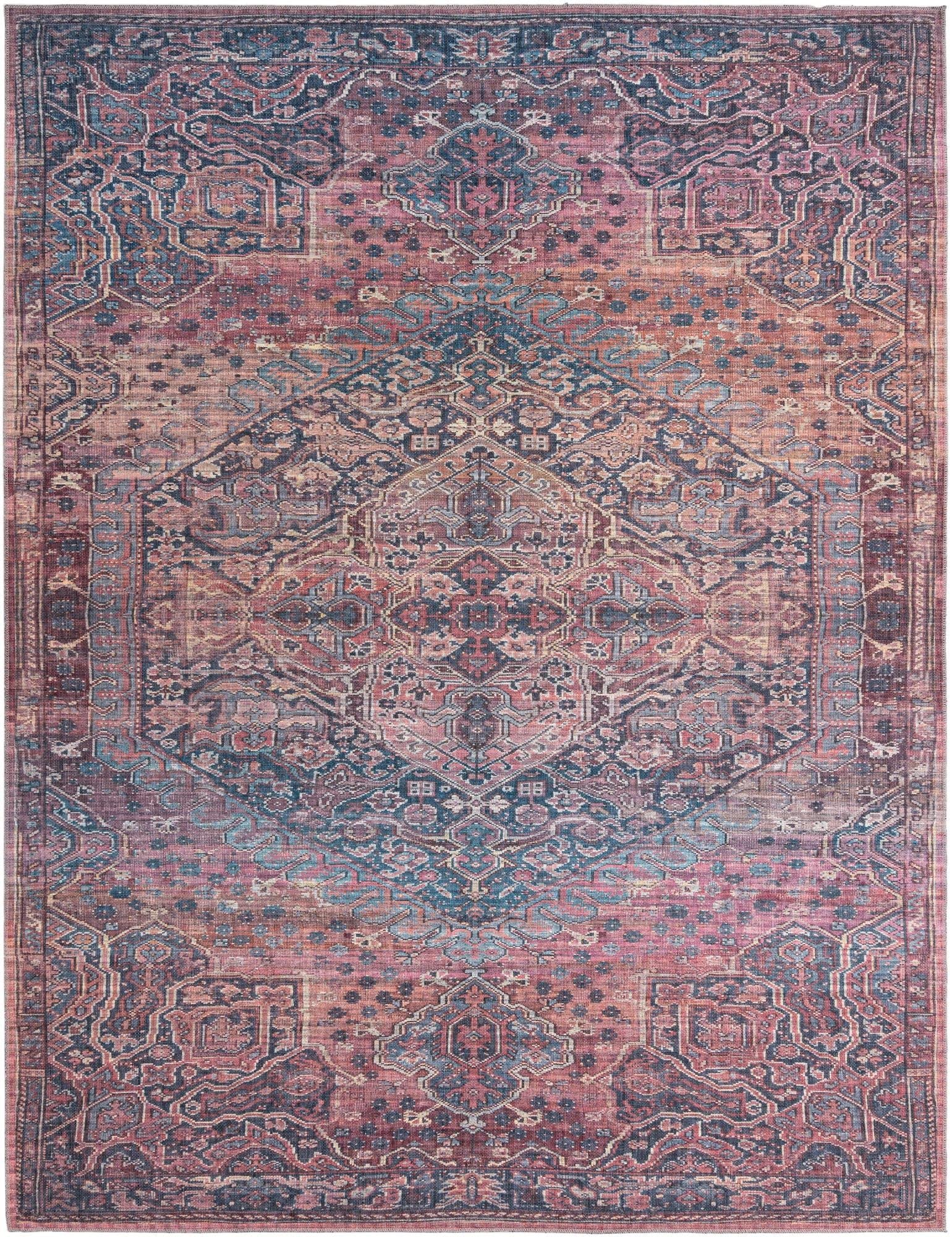Washable 9' x 12' Rust Red Low-Pile Area Rug - Maahru Collection by Rugs.com | Soft & Durable for Living Rooms, Dining Rooms, Open Floor Plans | Perfect for High-Traffic Areas, Pet-Friendly Homes & Modern Decor