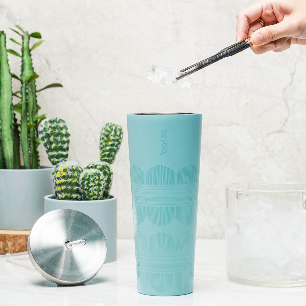 24oz Double Wall Vacuum Insulated Stainless Steel Tumbler with Straw Lid - Scribe Light Blue | Leakproof Travel Mug for Coffee, Tea & Cold Drinks | Gym, Office & Outdoor Use