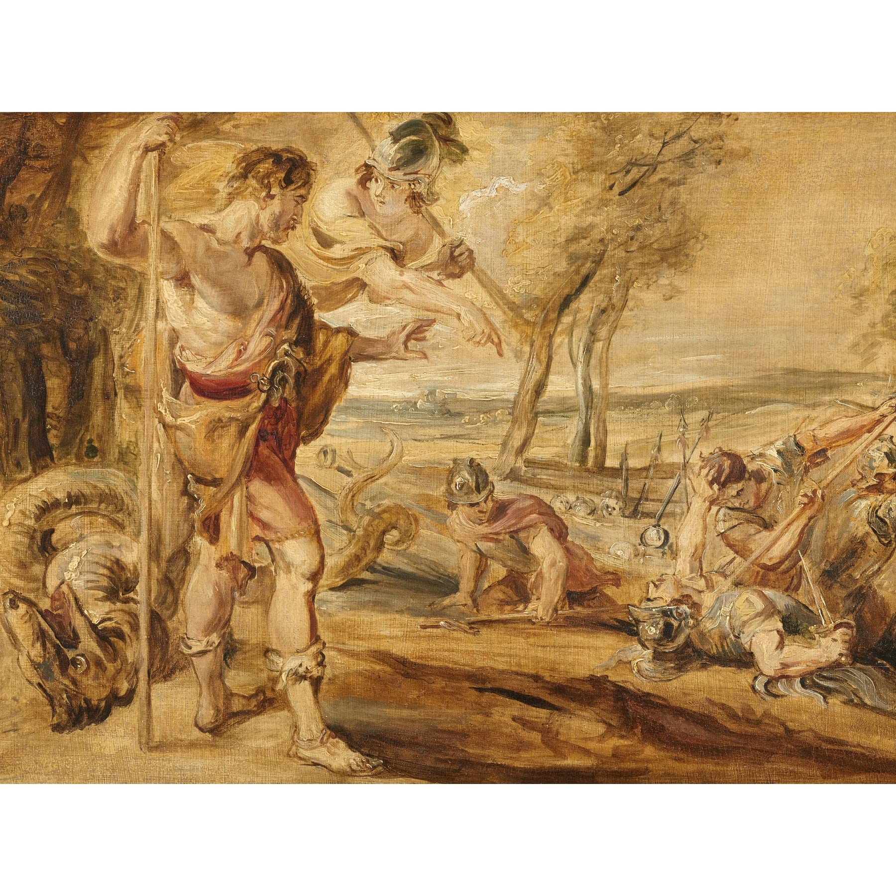 Artery8 Peter Paul Rubens Cadmus Sowing Dragons Teeth Large XL Wall Art Canvas Print - Baroque Mythology Painting Reproduction for Living Room, Bedroom & Office Decor