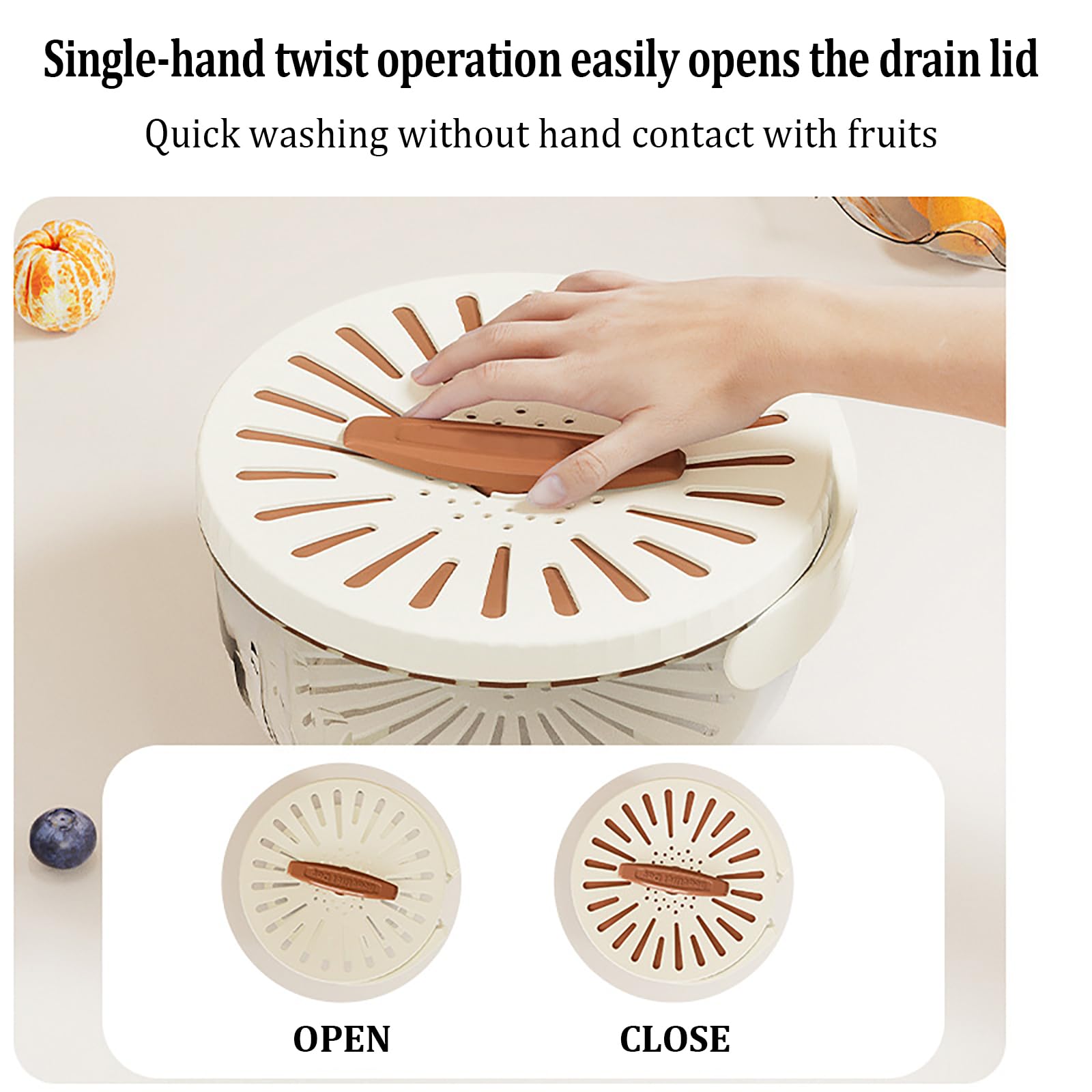 Stainless Steel Fruit and Vegetable Drain Basket with Lid - Dual Layer Kitchen Colander for Washing, Draining, and Storing Produce - Foldable Handle for Easy Storage - Perfect for Salad Prep, Pasta Draining, and Fresh Produce Storage