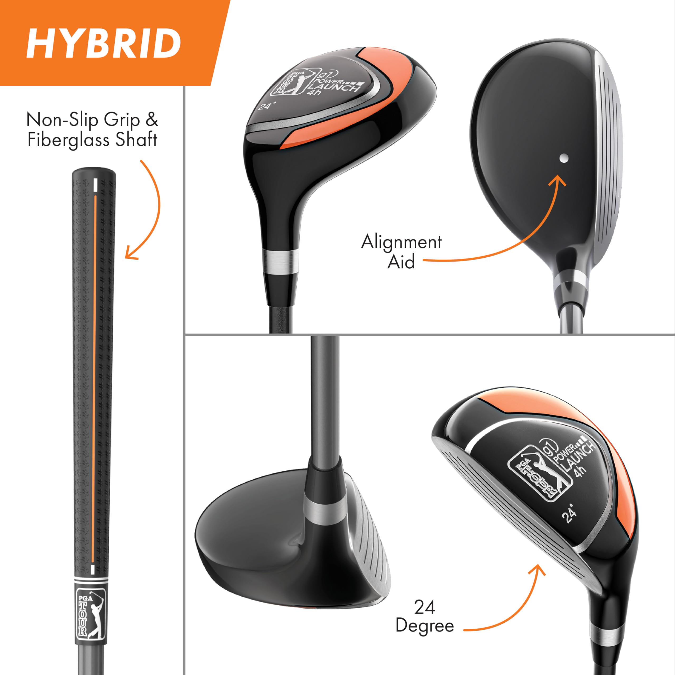 **PGA TOUR Youth Golf Club Set for Kids Ages 8-12 (4’8”-5’2”) & 12+ (5’2”+) – Right & Left Handed Junior Golf Clubs with Lightweight Stand Bag, Mallet Putter, Hybrid & Driver – Perfect for Beginners, Practice & Junior Tournaments**