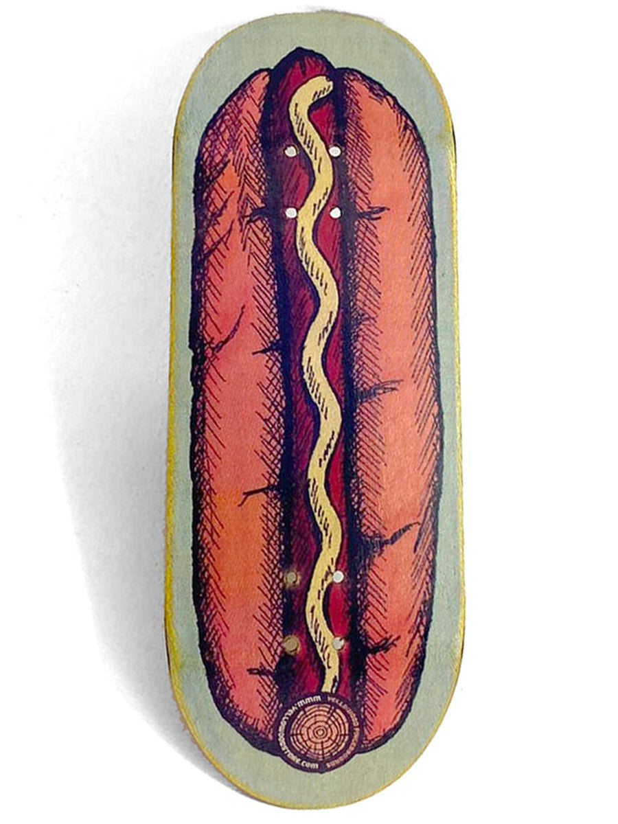 Yellowood Fingerboard Deck Hotdog - Professional Mini Skateboard for Finger Tricks & Stunts - Perfect for Skaters, Collectors & Office Desk Fun