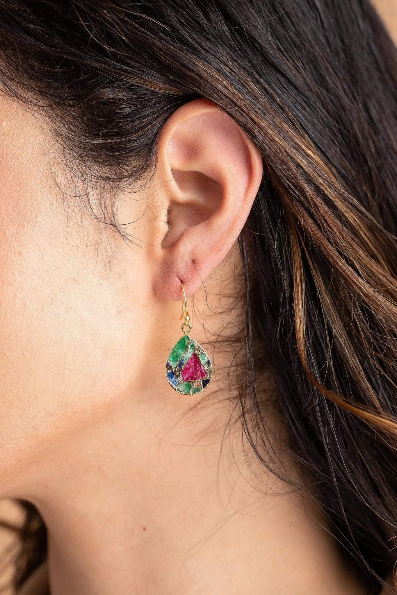 Natural Gemstone Drop Mojave Earrings for Women - Handmade Boho Dangle Earrings for Casual & Party Wear - Perfect Gift for Her