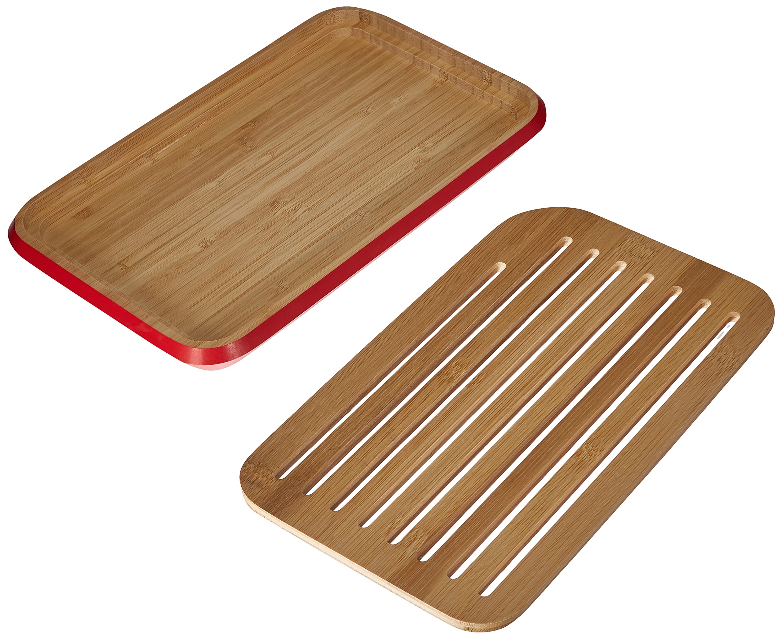 Pebbly Bamboo Bread Board - Natural & Red Wooden Cutting Board for Sourdough, Cheese & Charcuterie - Perfect for Rustic Kitchens & Farmhouse Dining