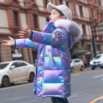 2023 Winter Down Jacket for Girls - Waterproof Shiny Hooded Coat for Kids 5-14 Years | Warm Outerwear Parka Snowsuit for Cold Weather & Outdoor Activities