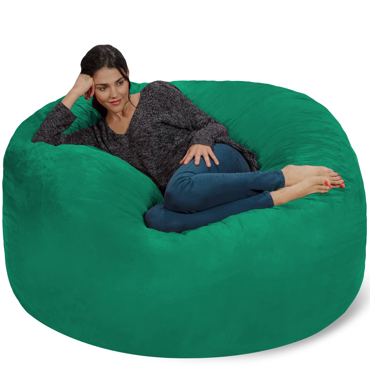 Chill Sack 5' Giant Memory Foam Bean Bag Chair - Ultra Soft Microfiber Cover in Seafoam Green - Perfect for Living Rooms, Game Rooms & Dorm Lounging