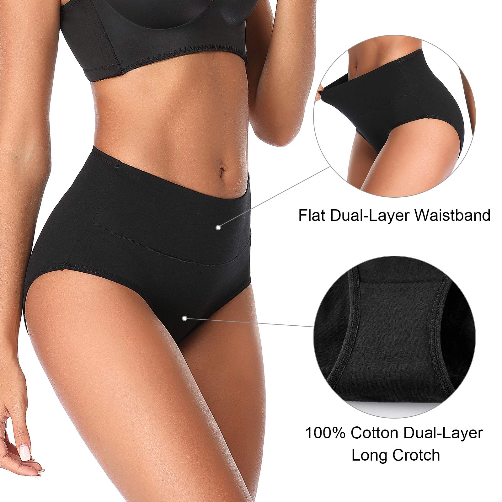 Women's Cotton Mid Waist Underwear - No Muffin Top Full Coverage Briefs Panties Lingerie Multipack | Comfortable Everyday Wear for Work, Yoga & Sleep