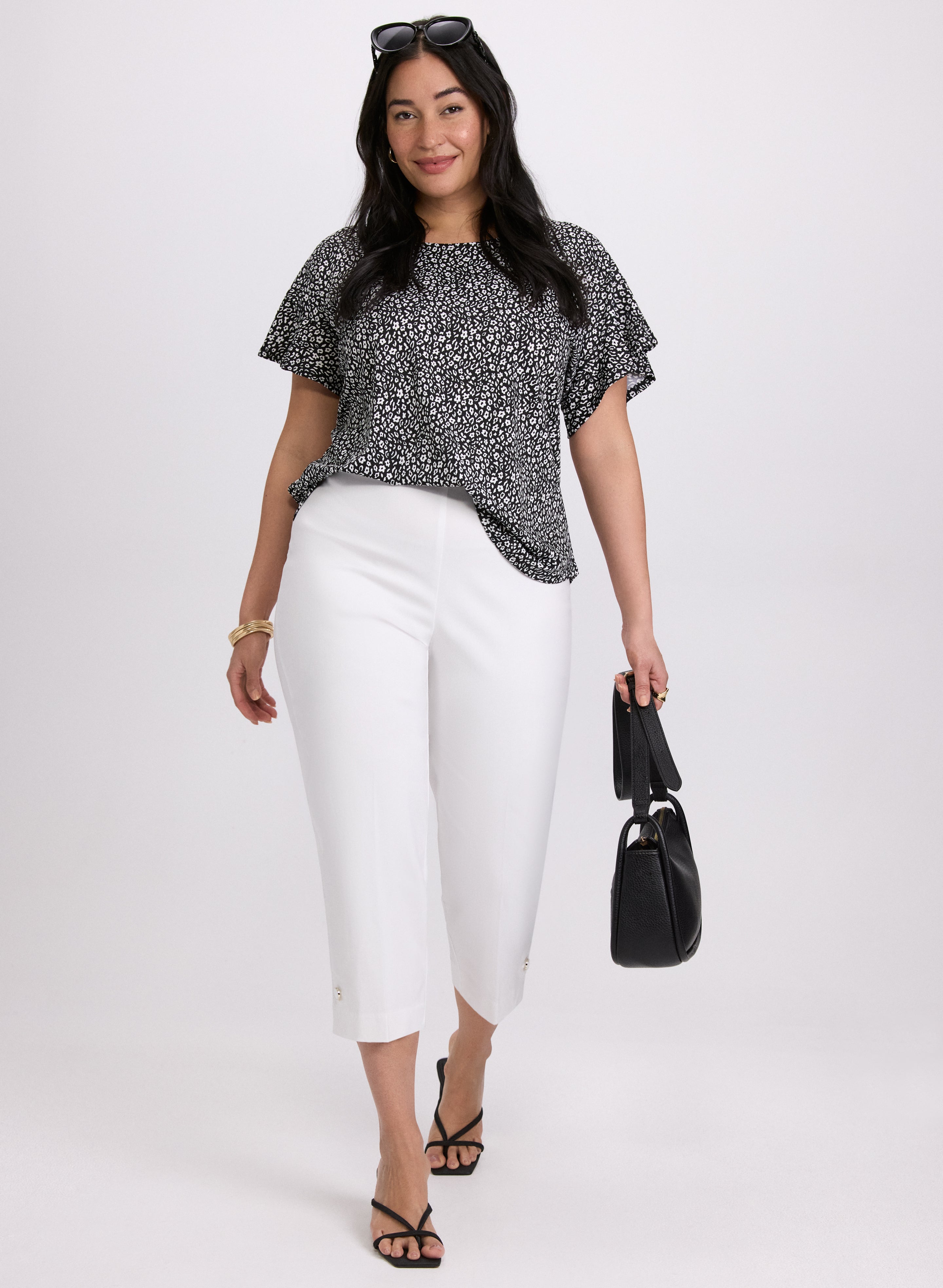 Floral Print Flutter Sleeve Blouse for Women - Elegant Summer Tops for Casual Wear, Date Night & Office Outfits