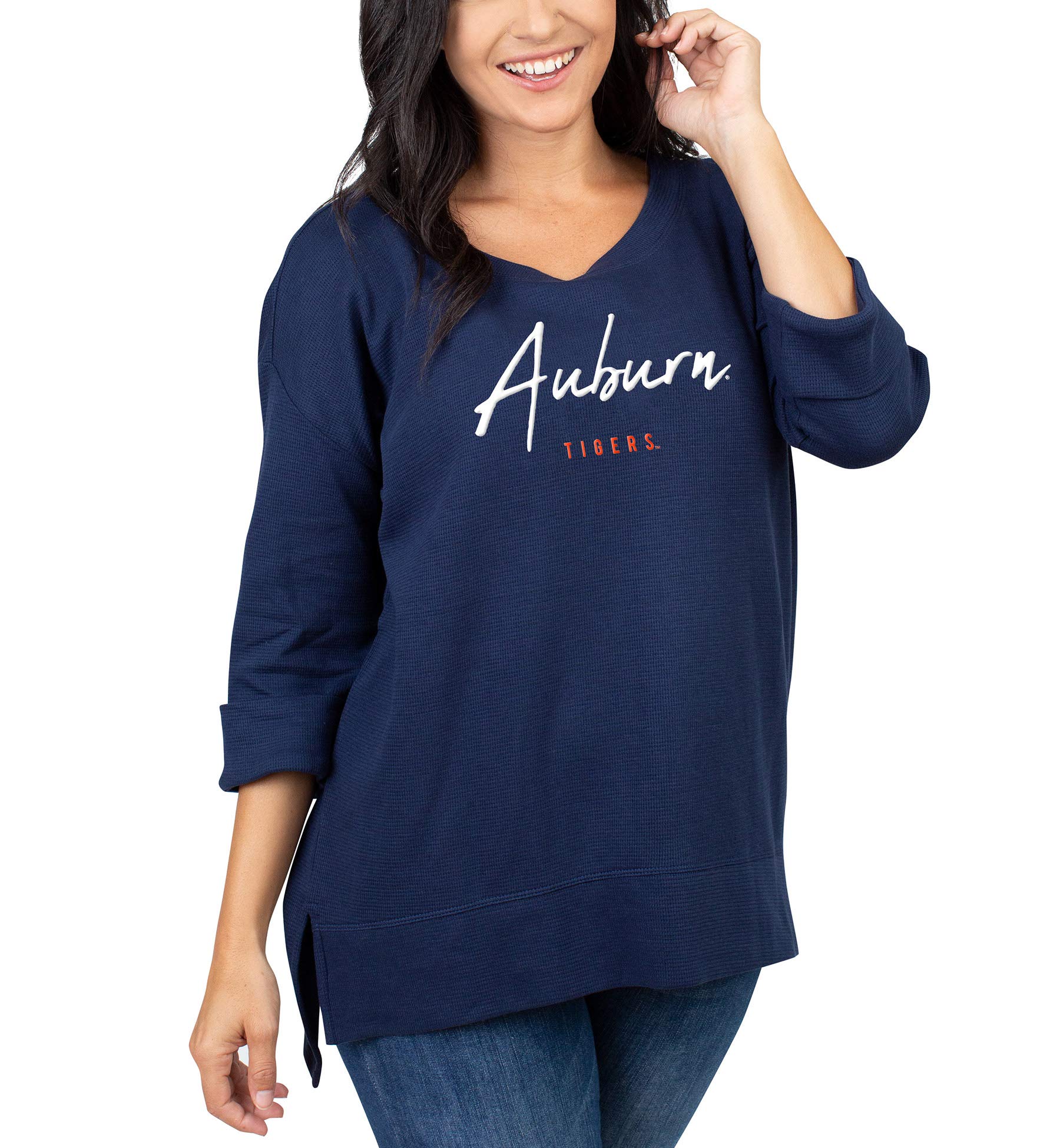 UG Apparel Women's Waffle Boat Neck Long Sleeve T-Shirt - Soft Thermal Knit Top for Fall & Winter - Casual Loungewear, Layering Piece, Work from Home Outfit