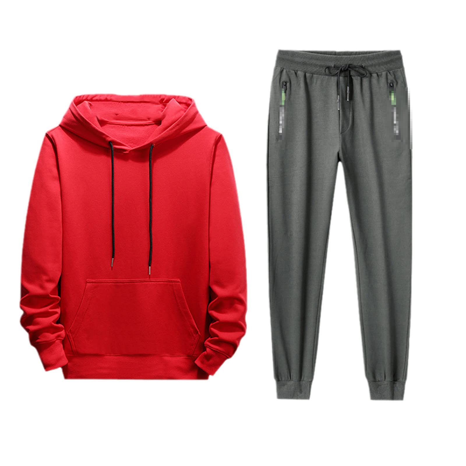 **Men's 2-Piece Tracksuit Set - Big & Tall Hoodie & Jogger Pants - Comfortable Workout & Lounge Wear for Gym, Running & Casual Outfits**