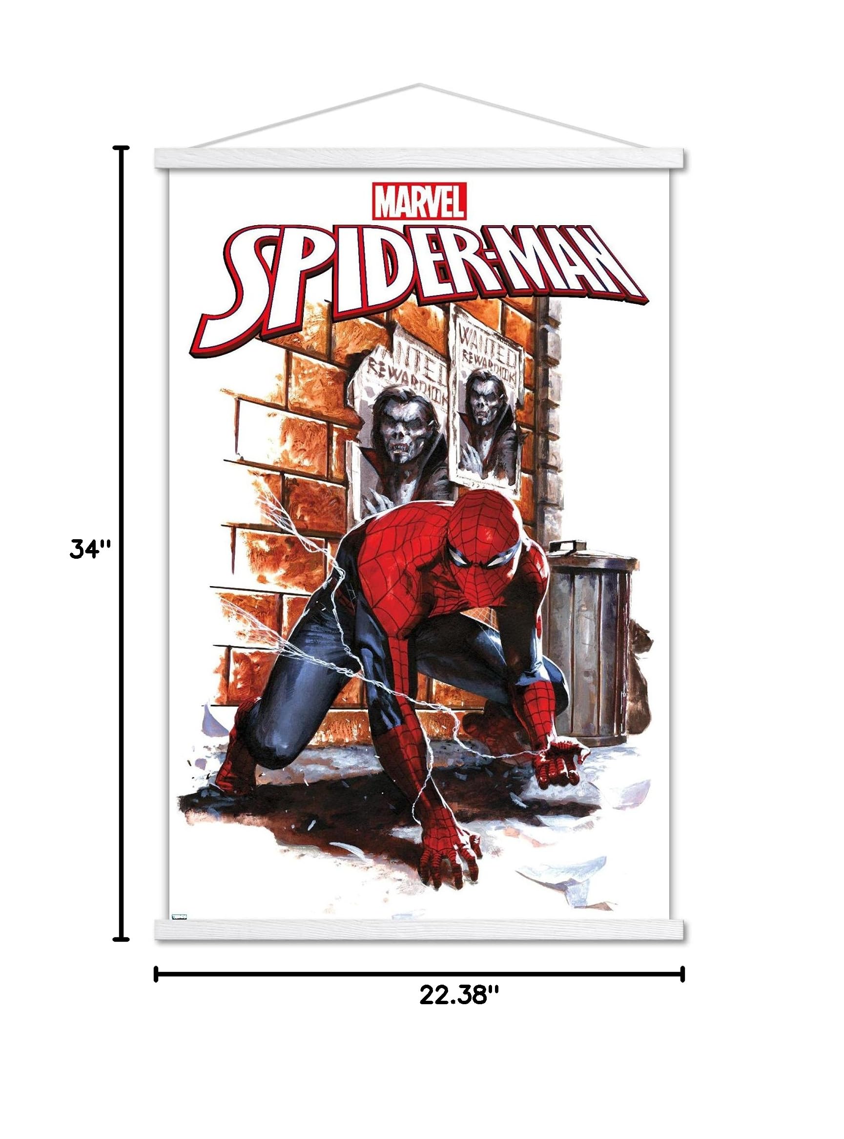 Marvel Comics Morbius & Friendly Neighborhood Spider-Man #1 Wall Poster - 22.375 x 34 Inch Premium Print with Magnetic Frame & White Hanger - Official Licensed Home Decor for Bedroom, Living Room, Office, or Game Room