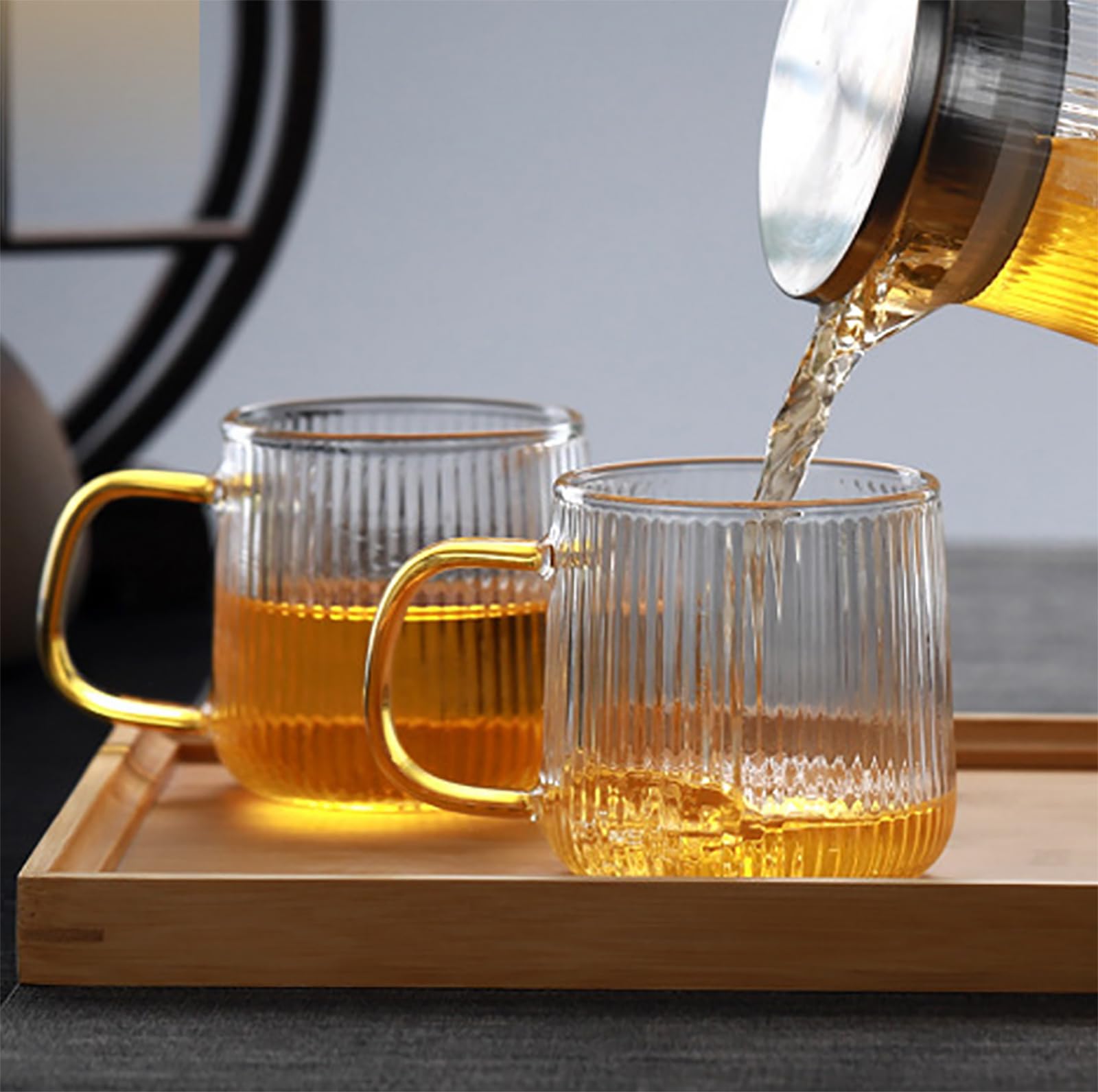 4-Piece Glass Coffee Cup Set with Handle - Perfect for Iced Coffee & Tea Bar