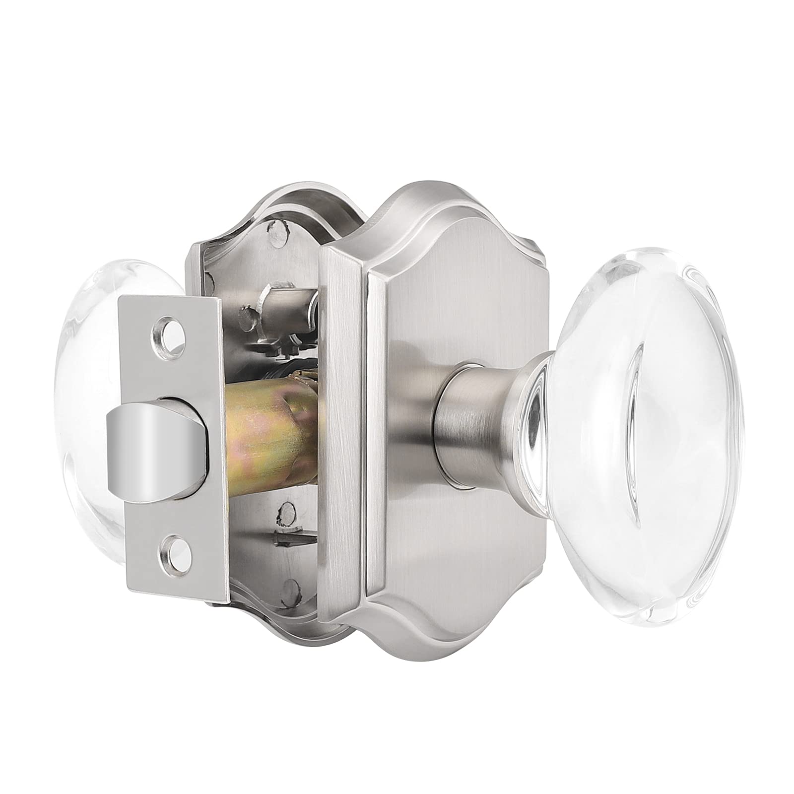 Probrico Crystal Door Knob - Oval Glass Handle for Hall & Closet Doors
