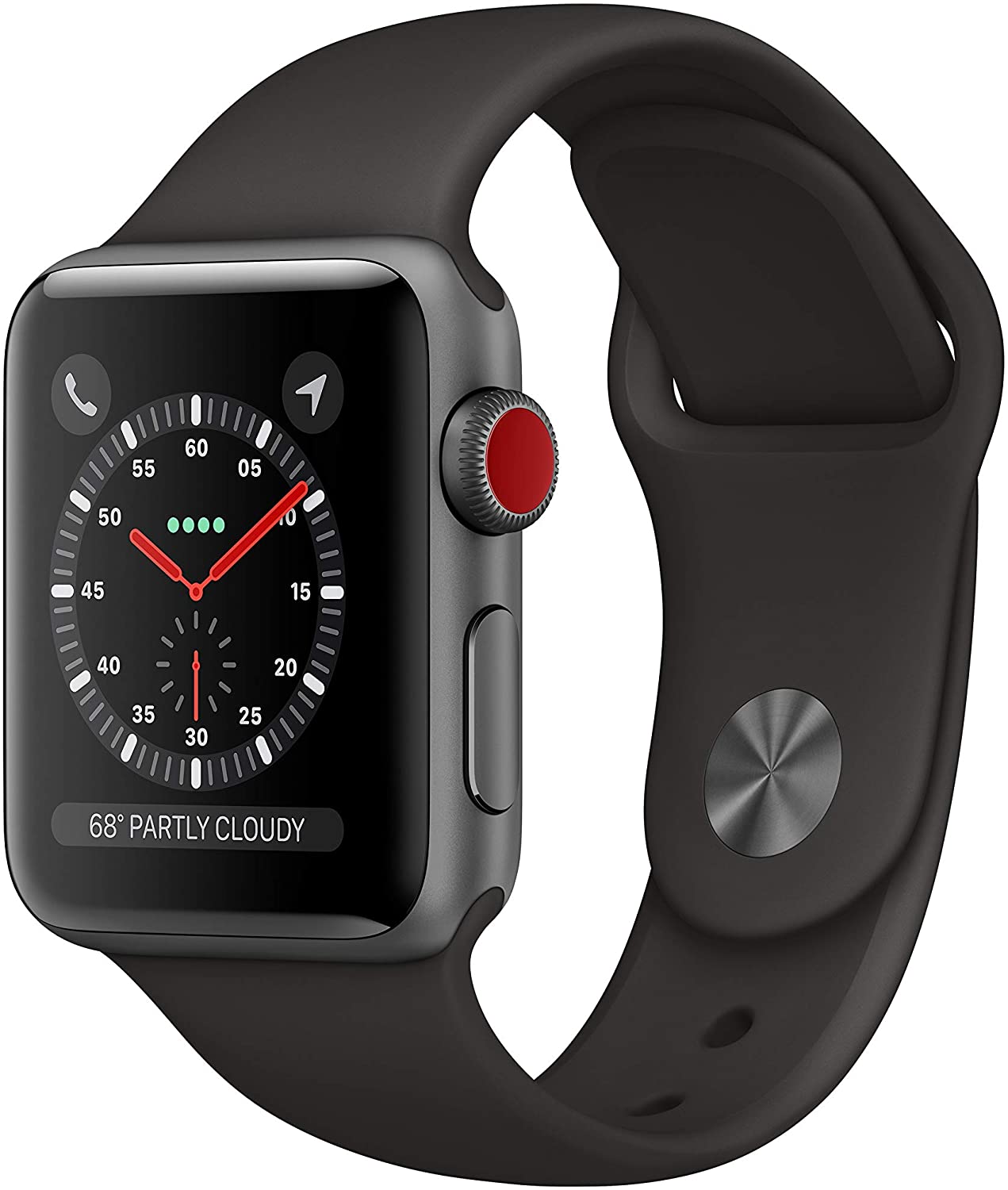 Apple Watch Series 3 38mm GPS + Cellular Smartwatch - Space Gray Aluminum Case with Black Sport Band | Fitness Tracker, Heart Rate Monitor & Water Resistant for Running, Swimming & Daily Use