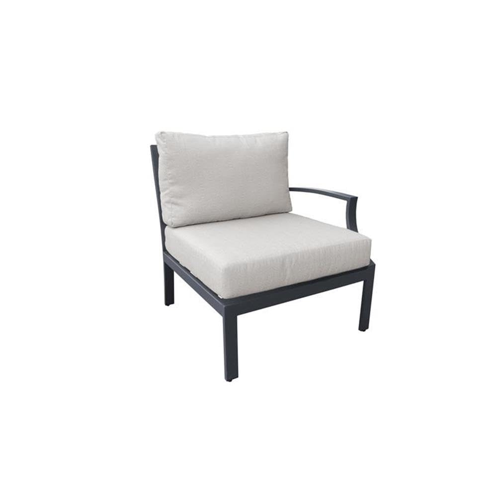 TK Classics Lexington Modern Patio Left Arm Chair in Ash and Black - Outdoor Lounge Furniture for Poolside, Garden & Deck Relaxation