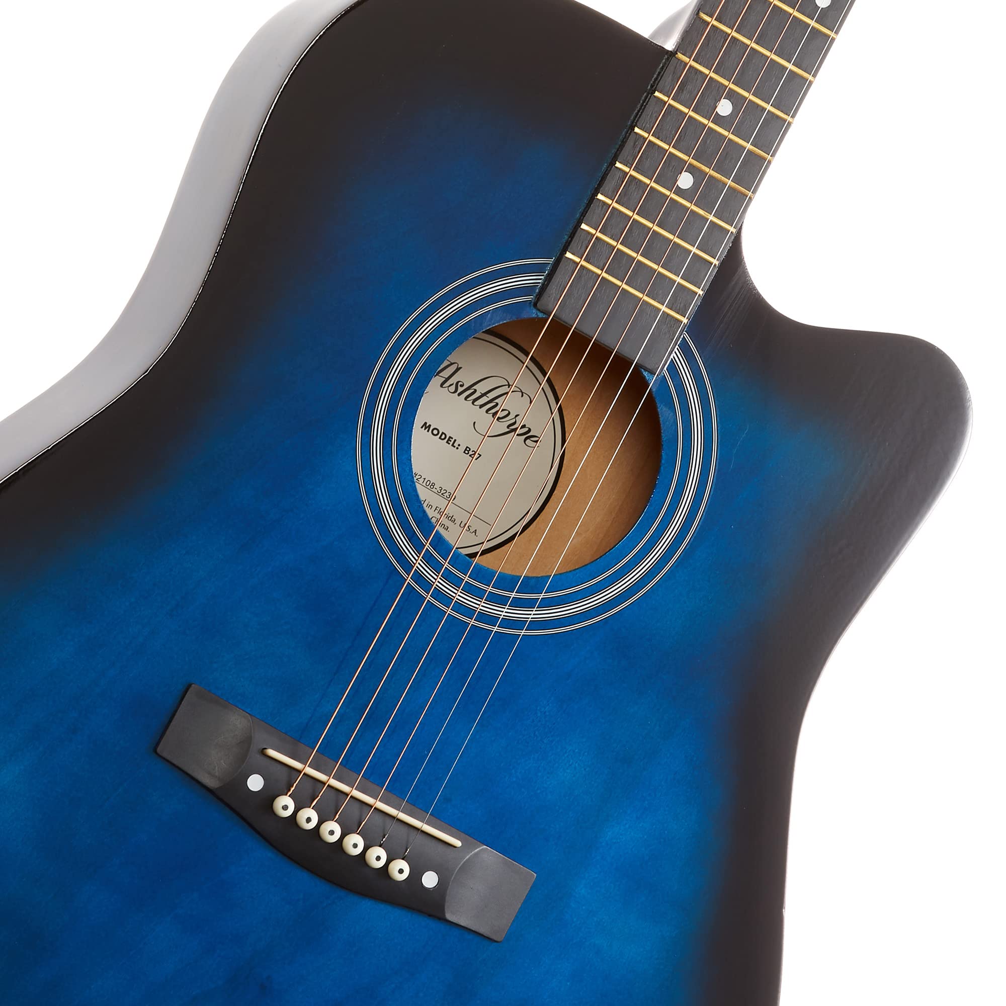 Ashthorpe 41-inch Cutaway Acoustic Guitar Starter Kit for Beginners - Full Size Blue Guitar with Gig Bag, Strings, Strap, Tuner & Picks - Perfect for Learning, Practice, Performances & Gifts