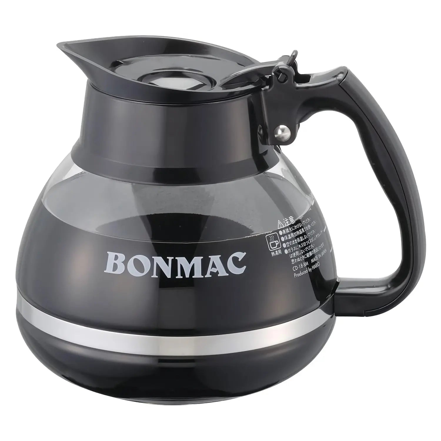Bonmac Heat Resistant Glass Coffee Server with Black Spout - Perfect for Pour Over Coffee, French Press, and Hot Beverage Serving at Home or Cafe