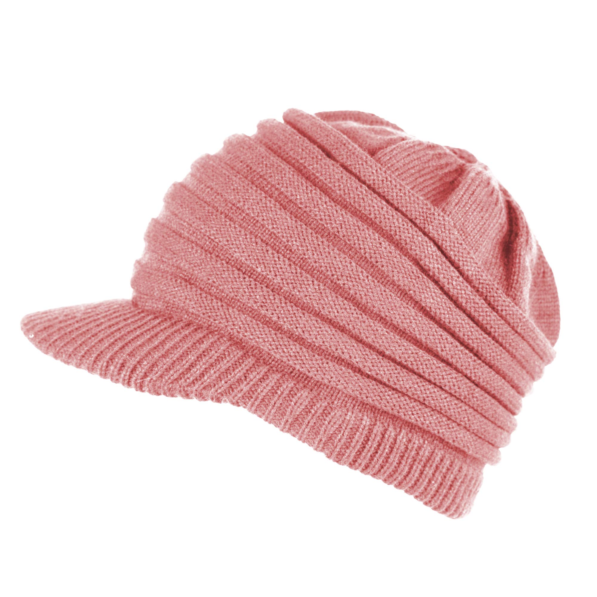 Warm Cable Knit Winter Beanie Hat with Visor Brim - Soft Wool Blend Skull Cap for Men & Women - Perfect for Skiing, Snowboarding & Cold Weather Activities