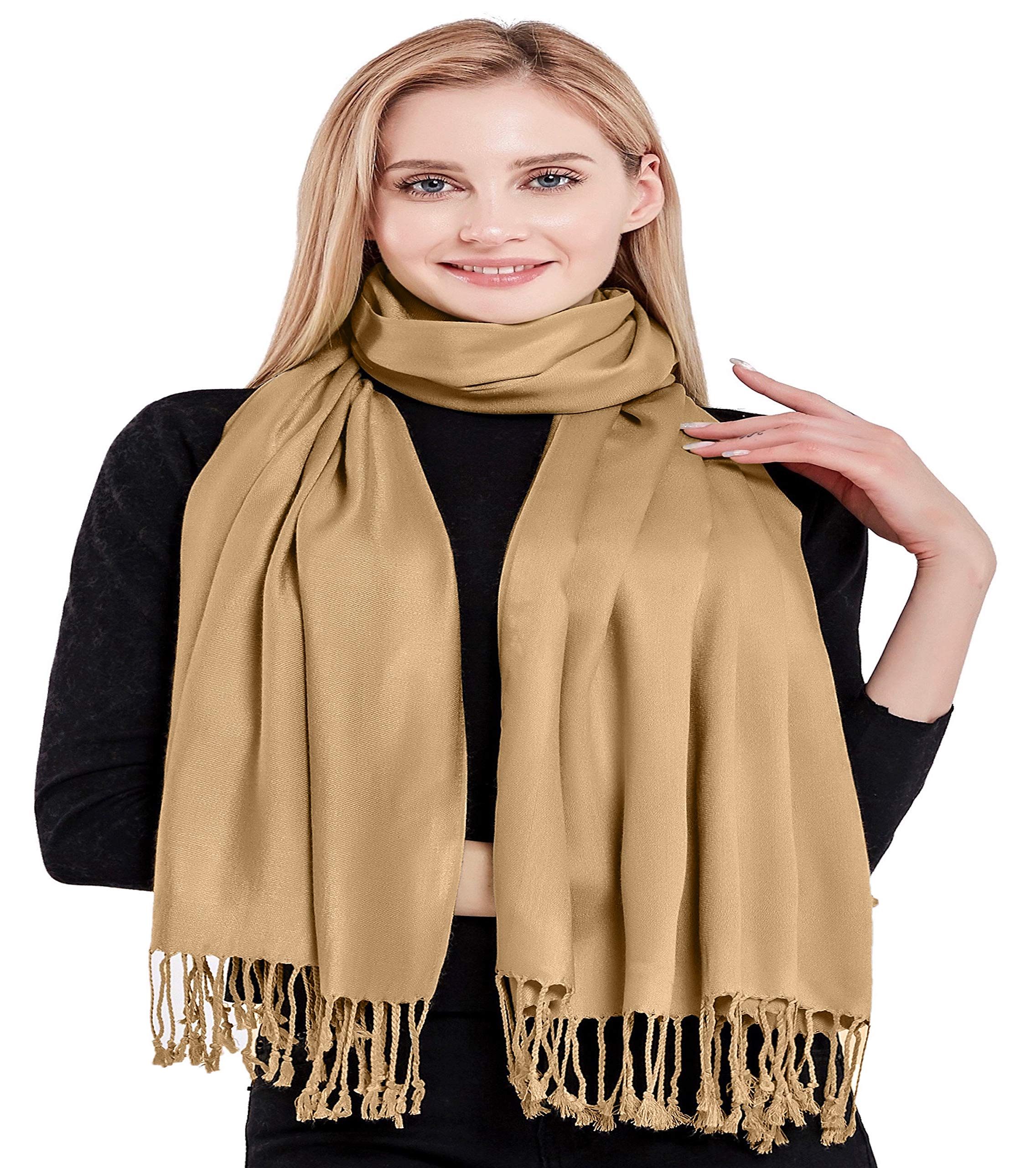 Handmade Nepalese Pashmina Shawl - Solid Color Scarf Wrap & Stole - Soft & Warm Cashmere Blend - Perfect for Winter, Gifts & Boho Fashion - Made in Nepal