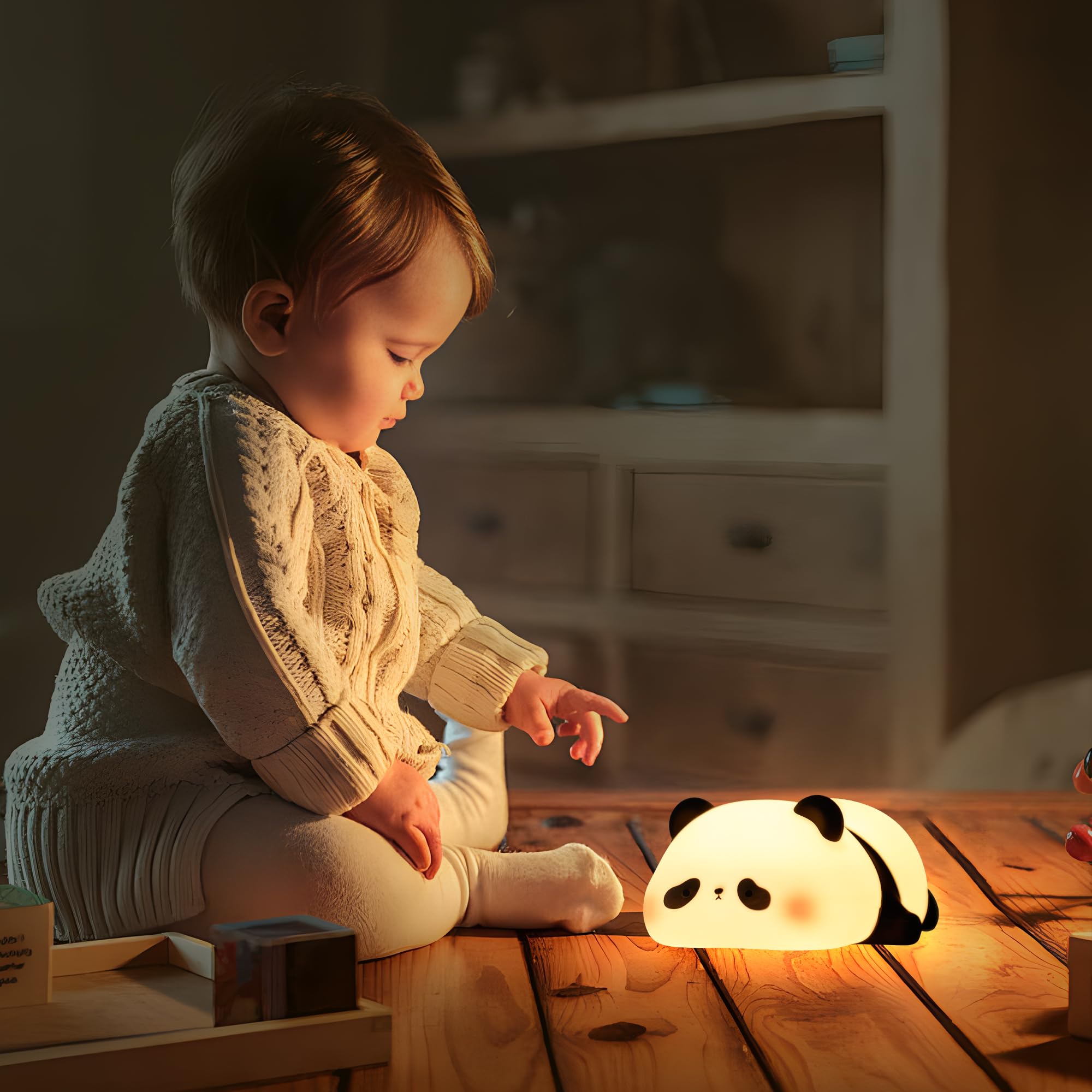**Lampeez Panda Night Light for Kids - Soft Silicone Dimmable Nursery Nightlight, Rechargeable LED with 30-Minute Timer & Tap Control, Perfect Holiday Gift for Baby Boys & Girls - Ideal for Bedtime, Nursery Decor, and Soothing Nighttime Comfort**