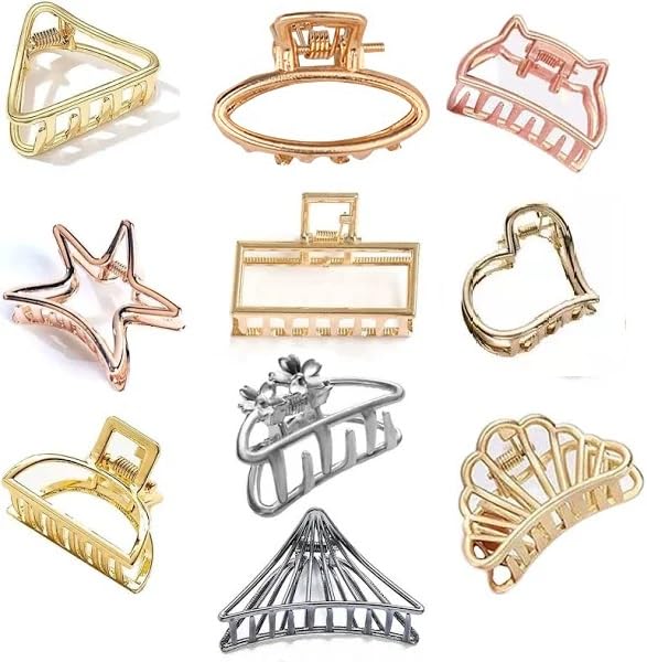 WISDOM Geometric Hair Claw Clips for Women & Girls - Fashion Hair Accessories for Thick & Thin Hair - Non-Slip Grip (Multi-Design) - Perfect for Work, School & Everyday Styling
