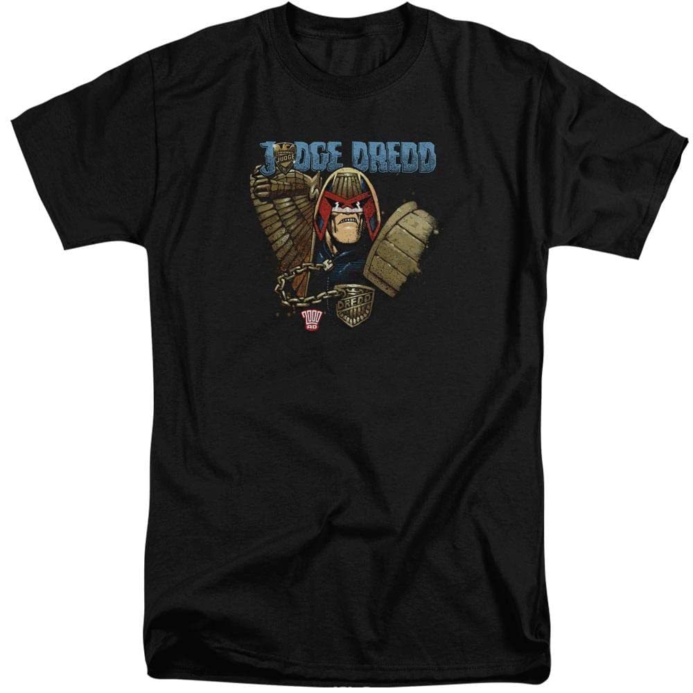 Judge Dredd Smile Scumbag Graphic Men's Tall Fit T-Shirt | Dystopian Comic Inspired Streetwear | Perfect for Cosplay, Comic Con & Urban Fashion