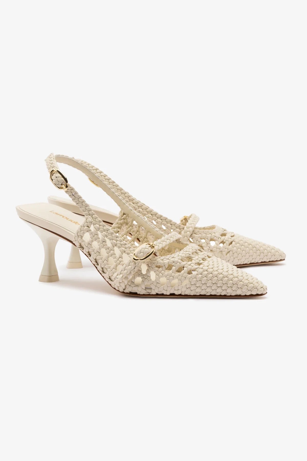 Ines Macrame Pump in Ivory Leather - Elegant Women's Dress Shoes for Weddings, Parties & Formal Occasions