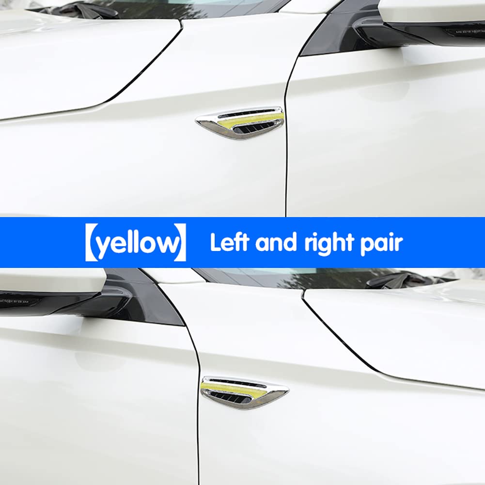 Universal Car Side Vent Stickers - 2PCS ABS Air Intake Flow Vent Cover Decorative Fender Trim for Enhanced Style | Perfect for Car Shows, Custom Builds & Personalization (Yellow)