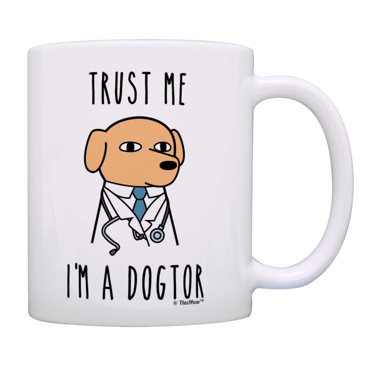 Funny Veterinarian Gifts for Men - 'Trust Me I'm a Dogtor' 11oz Ceramic Coffee Mug - Perfect Vet Appreciation Gift for Dog Lovers & Coffee Drinkers