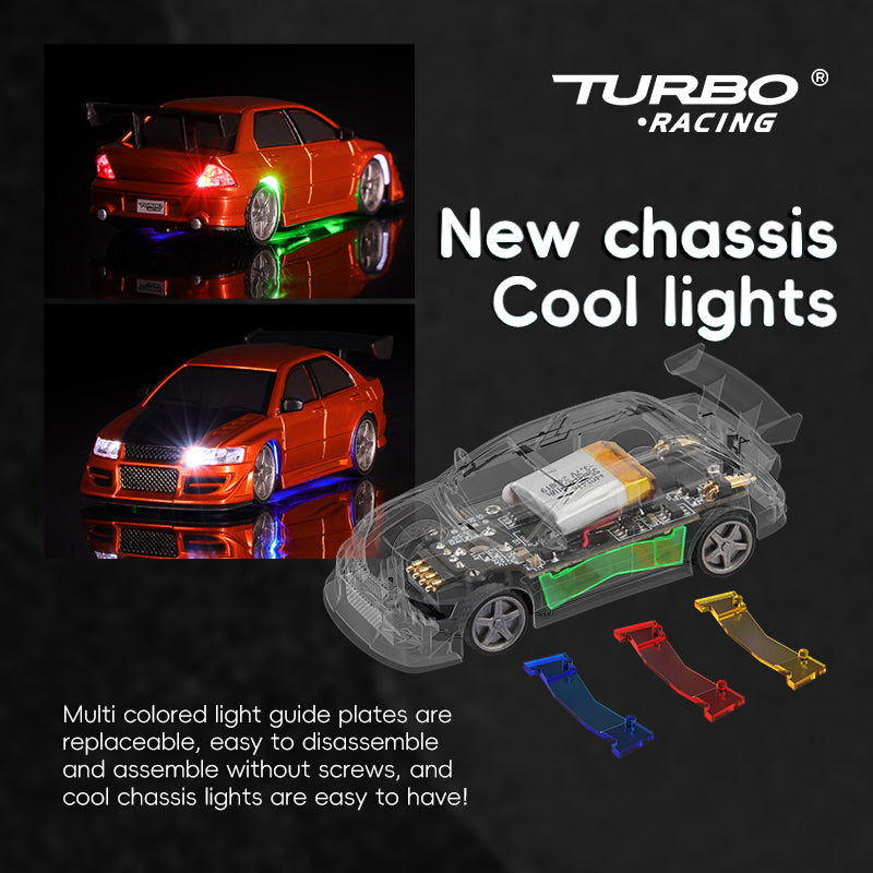 Turbo Racing C76 1/76 Scale Mini RC Drift Car with Adjustable Wheelbase & LED Lights - Classic Red | High-Speed Remote Control Toy for Kids & Adults, Perfect for Indoor Racing & Drifting Practice