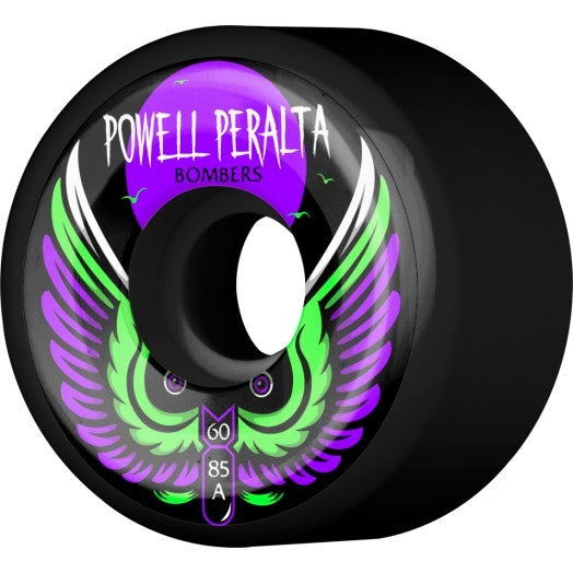 Powell Peralta BOMBERS 60mm 85a Skateboard Wheels - Black - Perfect for Street Skating and Smooth Rides