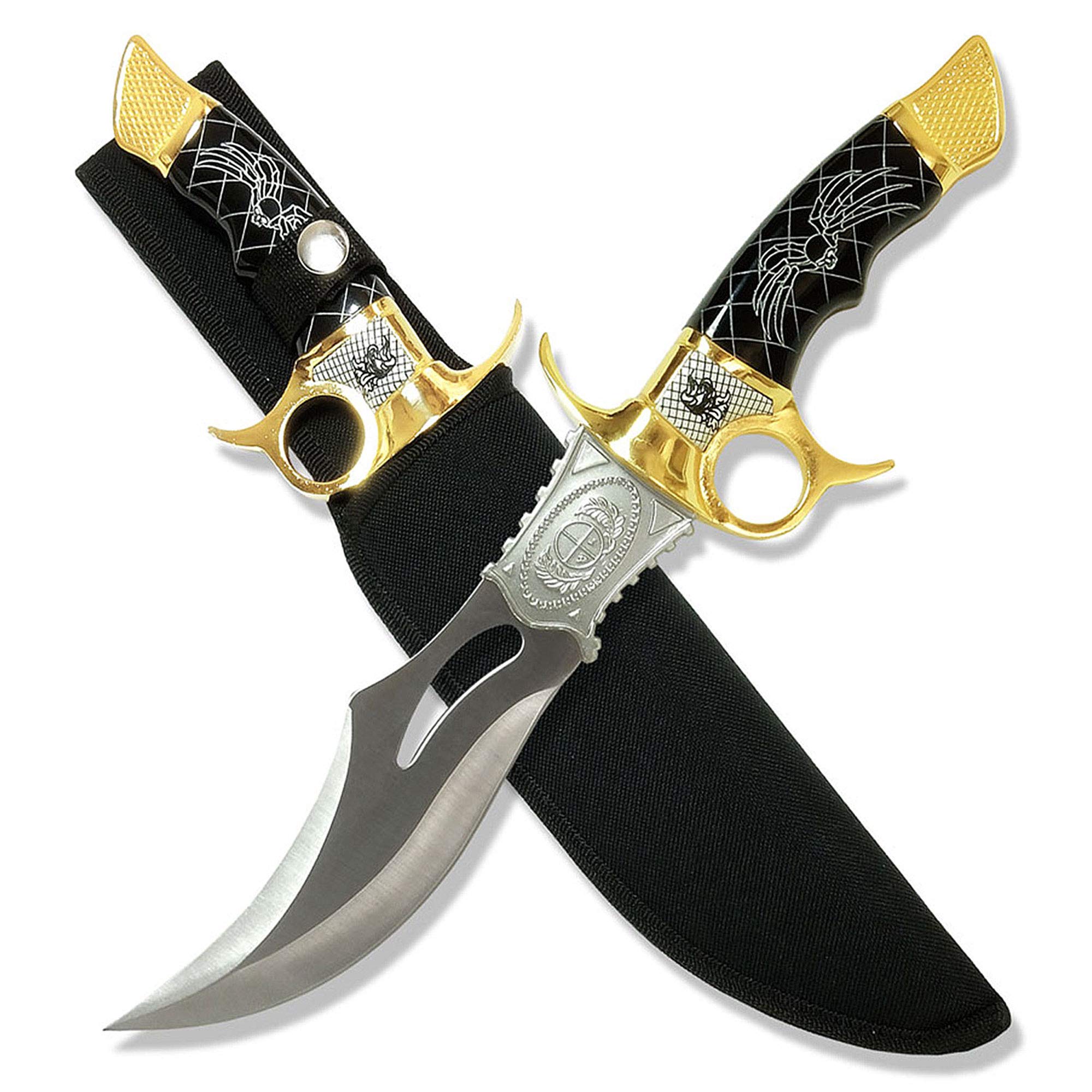 Black Widow Bowie Hunting Knife - High Carbon Steel Tactical Survival Knife for Outdoor Camping, Hunting & Bushcraft | Perfect for Skinning Game, Wood Carving & Emergency Situations