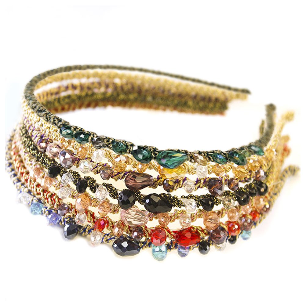 7PCS Crystal Beaded Headbands Set for Women & Girls - Sparkling Rhinestone Hair Accessories for Parties, Weddings & Special Occasions