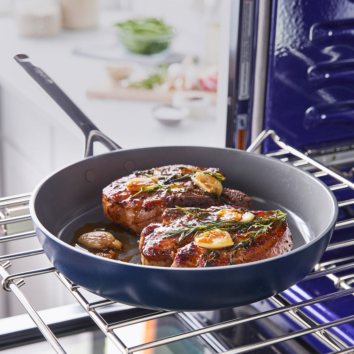 Premium GP5 Colors Ceramic Nonstick 11-Piece Cookware Set with Mirror Handles | Oxford Blue | Durable & Eco-Friendly Kitchen Essentials for Baking, Frying & Everyday Cooking