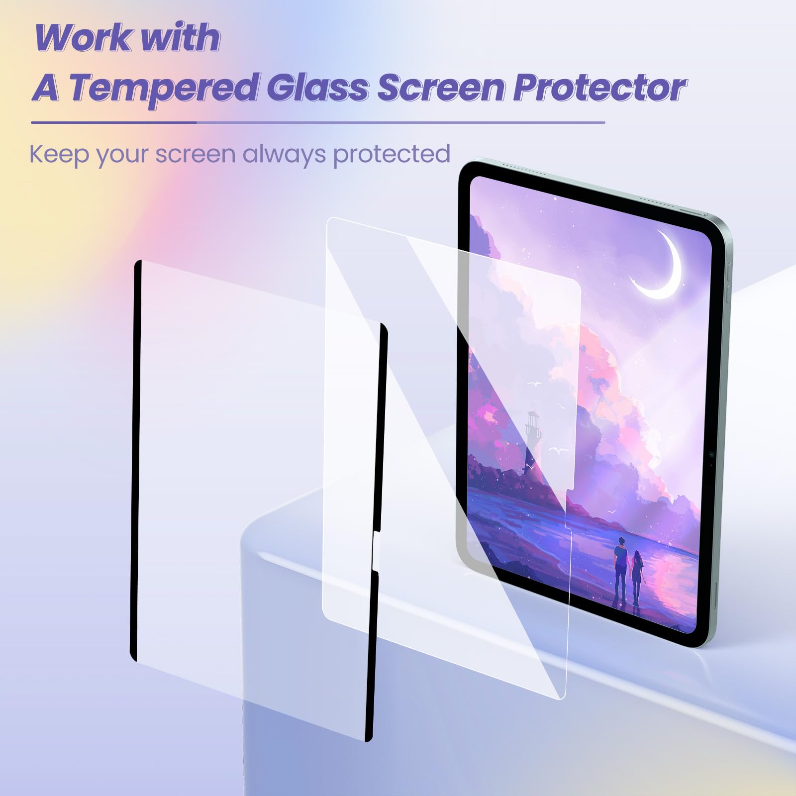 MoKo Magnetic Matte Screen Protector for iPad Air 13 Inch (2024/2025 M2/M3, 6th/7th Gen) - Anti-Glare, Detachable & Reusable Paper Feel Film - Easy Installation for Work, Study & Digital Art