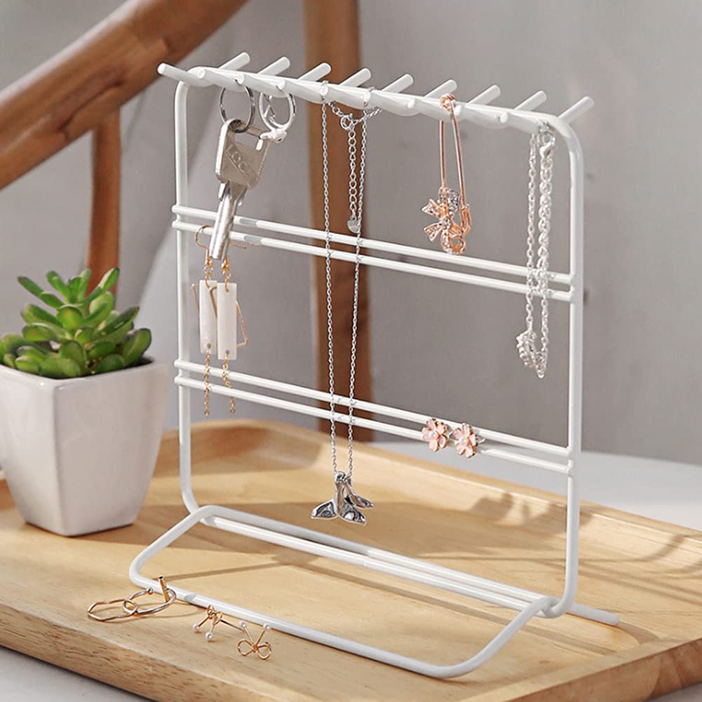 Jewelry Organizer & Holder - Premium White Display Stand for Earrings, Necklaces & Bracelets | Perfect for Bedroom Vanity, Travel & Gift Giving
