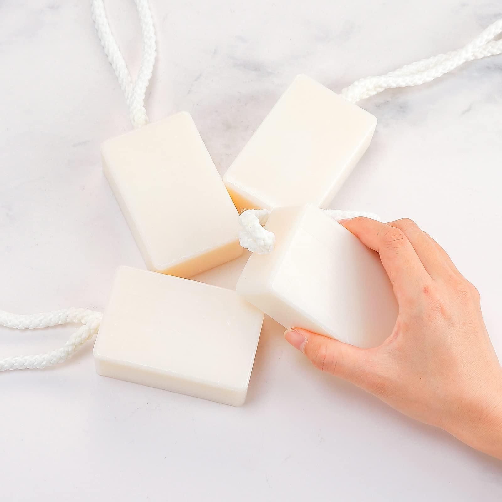 **IeBilif Natural Bar Soap for Men - 4 Pack Soap on a Rope (200g/7.05 Oz Each) - Moisturizing Body & Face Cleanser for Gym, Travel & Daily Use**