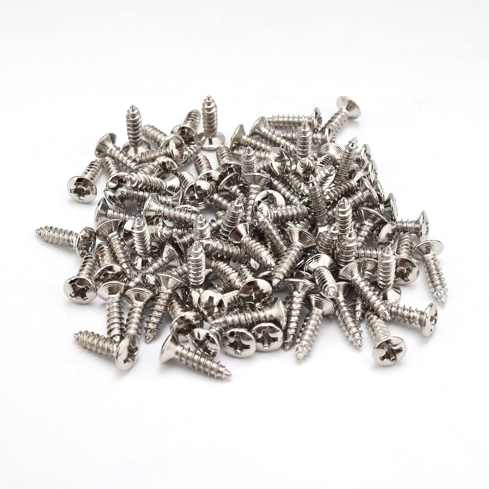 100pcs Chrome Guitar Bass Pickguard Screws for ST TL SG LP Guitars - Perfect for DIY Repairs & Upgrades