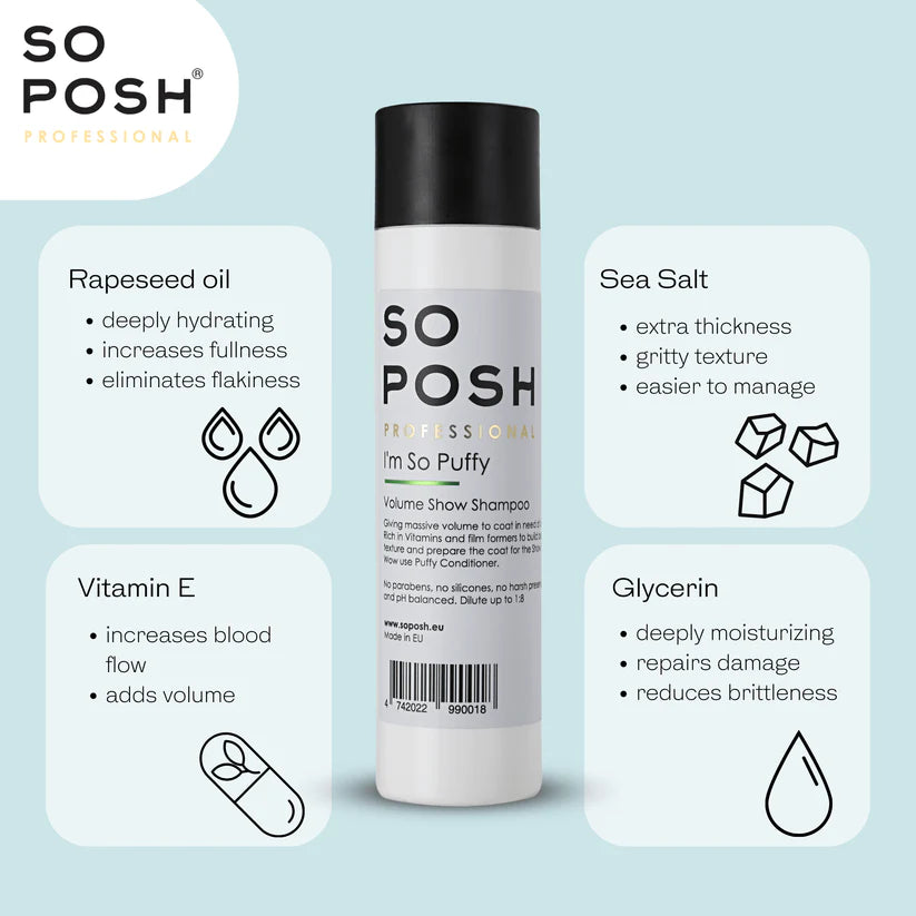 So Posh I'm So Puffy Volumizing Shampoo for Fine Hair - 3 Sizes (8oz, 16oz, 32oz) - Sulfate-Free & Paraben-Free Hair Care for Daily Volume Boost - Perfect for Thin, Flat Hair & Special Occasions