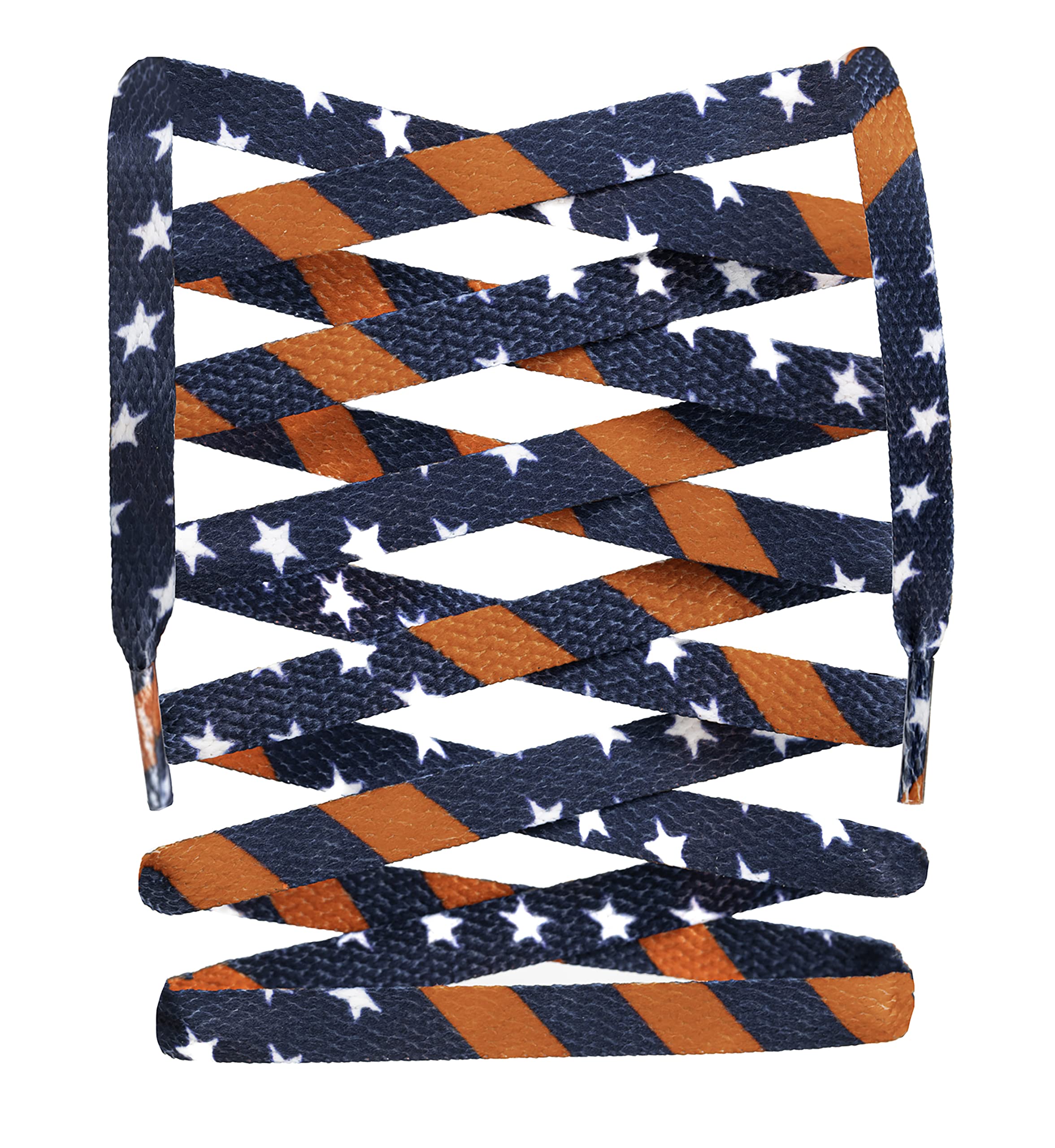 LitLaces - Premium Sublimated Flat USA American Flag Patriotic Shoelaces for Sneakers & Boots - Perfect for 4th of July, Memorial Day & Patriotic Events
