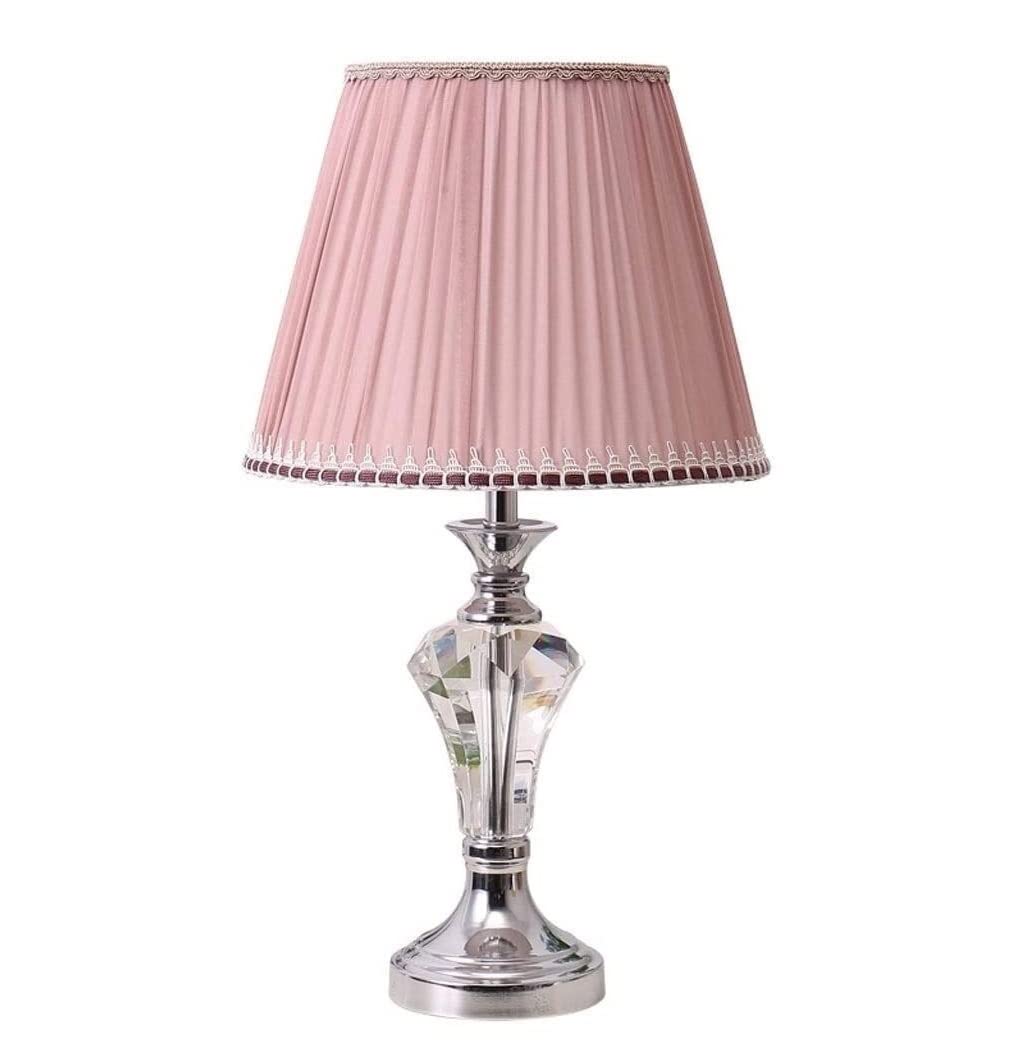 Modern Minimalist Crystal Metal Table Lamp - Warm White & Princess Pink Bedside Nightstand Lamp for Bedroom, Living Room, Office - Elegant European Style Lighting for Home Decor & Reading