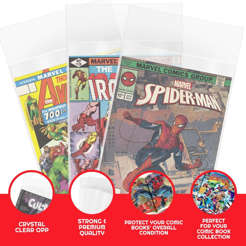 Evoretro 2 MIL Clear Comic Book Bags for Regular Comics - Acid-Free Archival Protection for Collectible Storage & Display