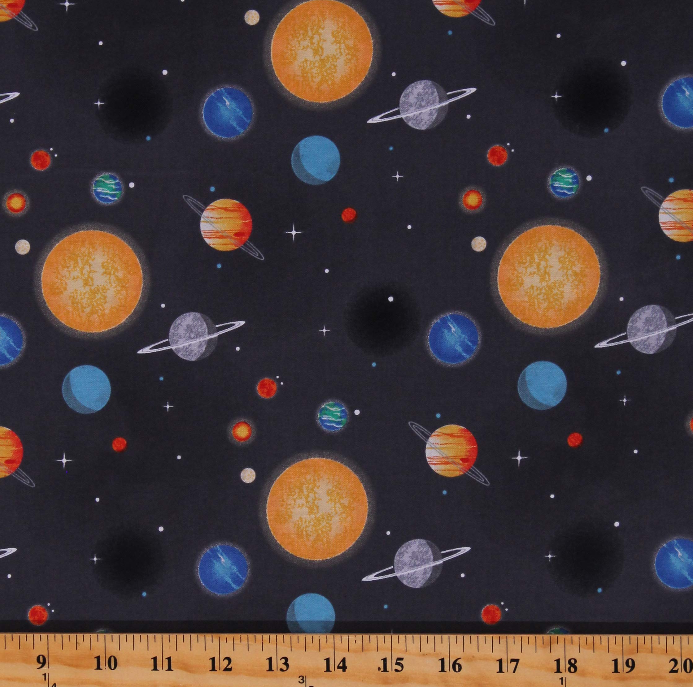 NASA-Inspired Cotton Fabric by The Yard - Space Planets Solar System Moon Sun Print for DIY Quilting, Sewing & Home Decor Projects (D782.68) | Perfect for Space-Themed Bedding, Curtains & Crafting