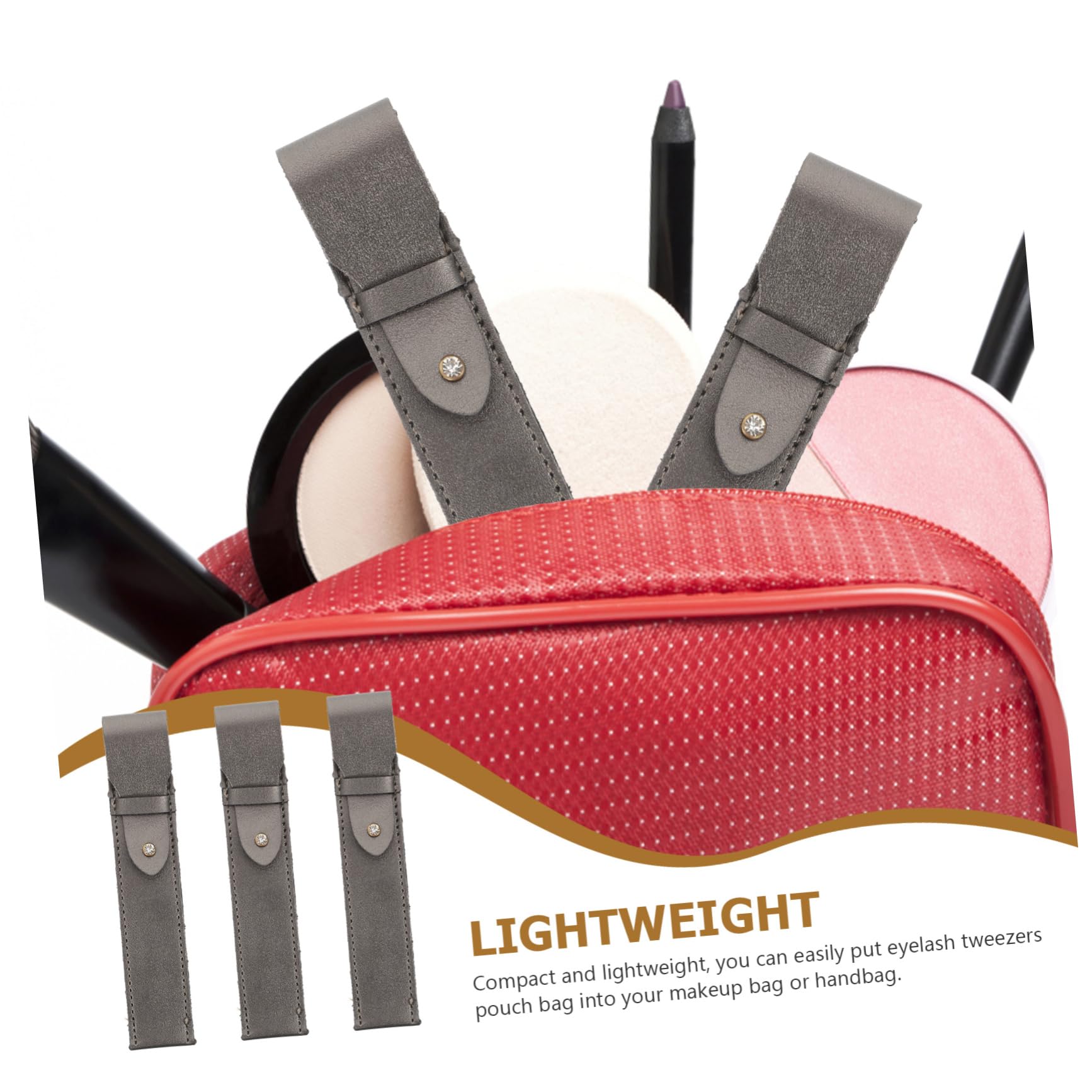 DOITOOL 3-Piece Tweezer Storage Bag Set - Travel Makeup Brush Holder & Eyelash Tweezer Organizer with Magnetic Closure (Grey) - Perfect for Lash Technicians, Beauty Professionals & On-the-Go Makeup Storage