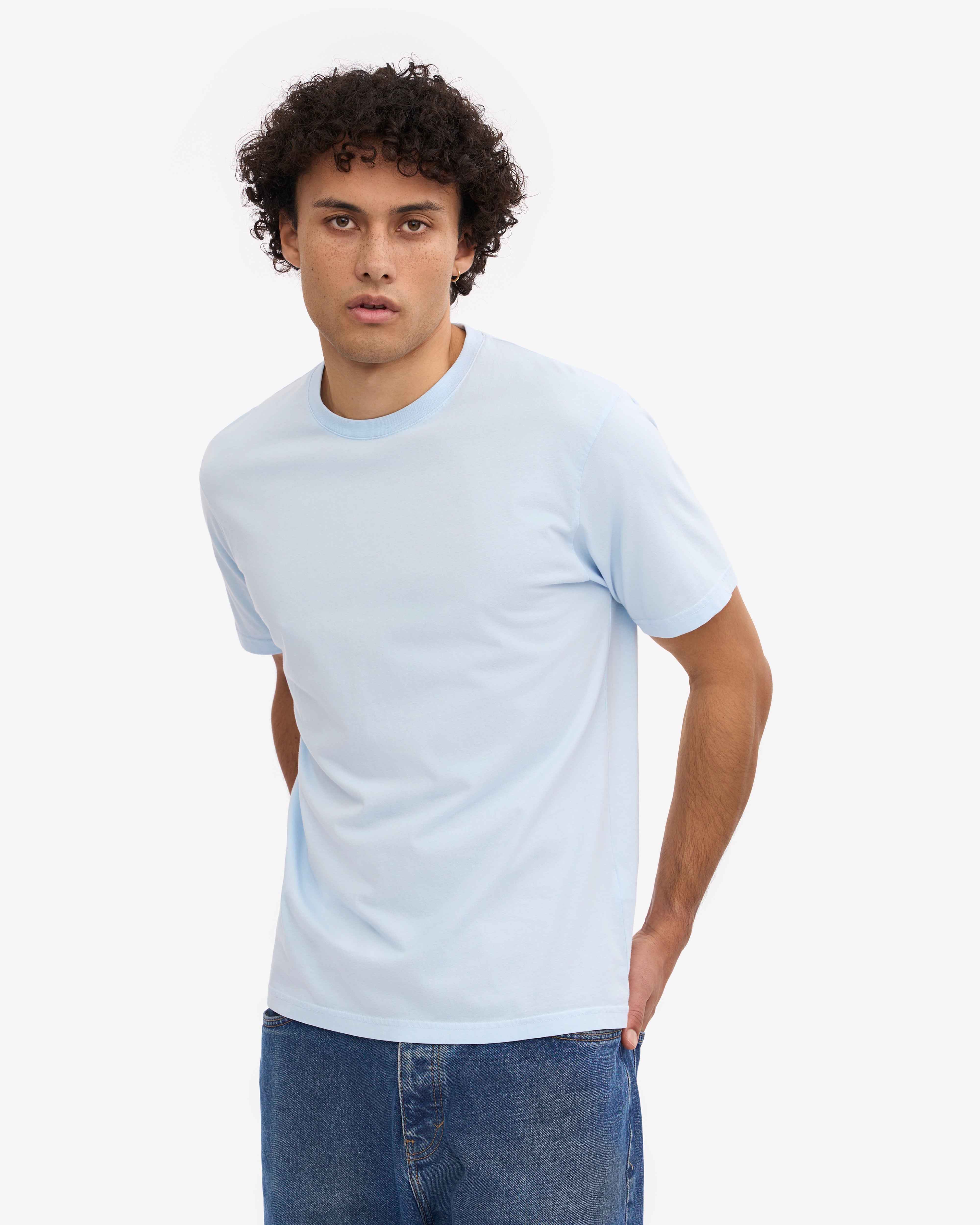 Classic Organic Cotton T-Shirt for Men & Women - Soft Polar Blue Crewneck Tee - Eco-Friendly Casual Wear for Everyday Outfits & Lounge