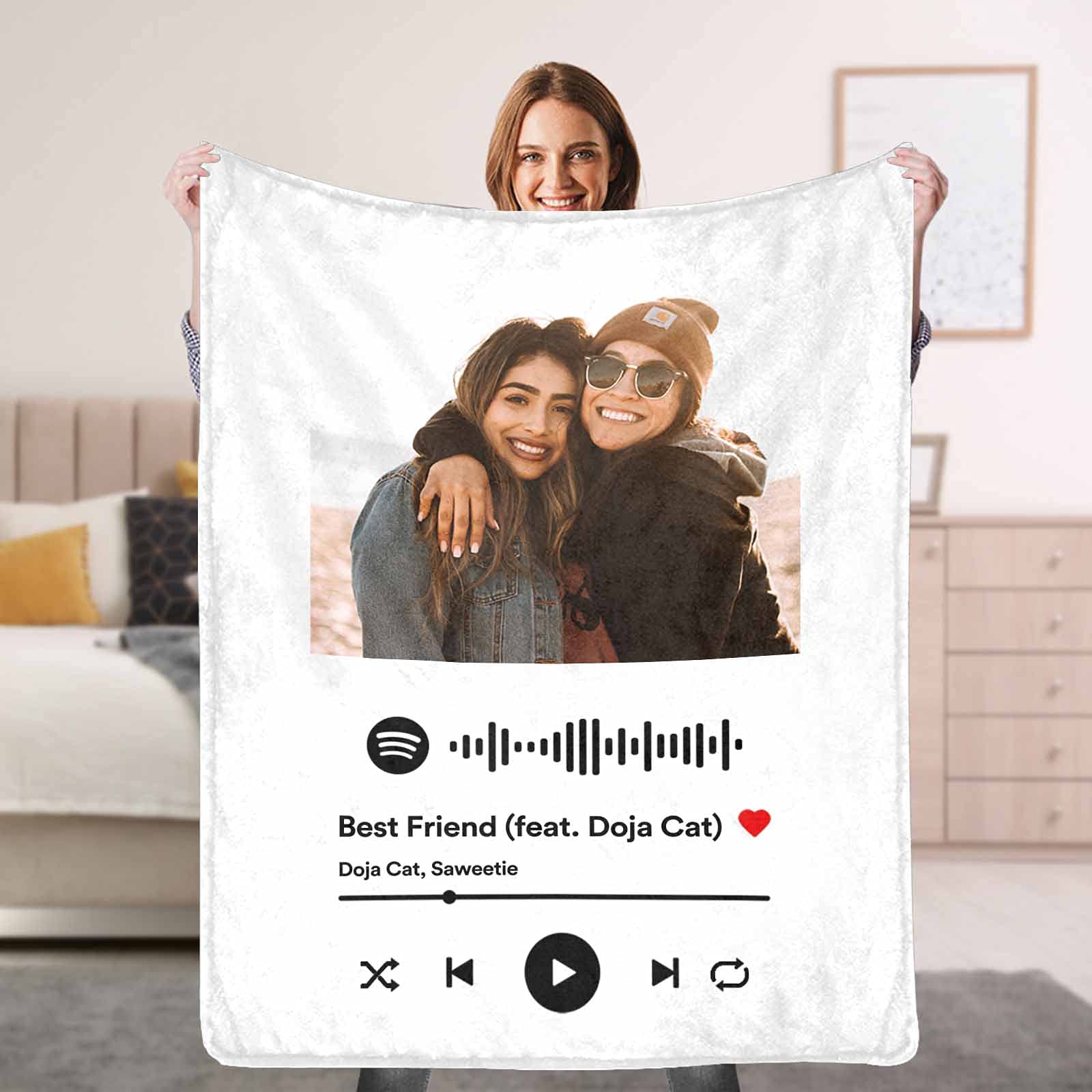 Custom Photo & Song Blanket - Personalized Album Cover Blanket Gift for Music Lovers - 50x60 Inch Soft Fleece Throw - Perfect for Birthdays, Anniversaries & Christmas Gifts