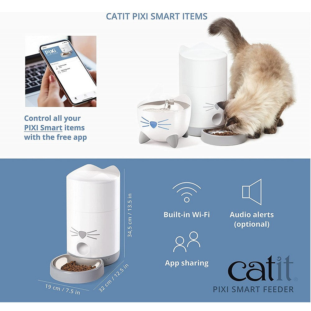 Pixi Smart Feeder - Automatic Pet Food Dispenser with Timer & Portion Control | Perfect for Cats & Dogs at Home or Travel | Keep Your Pet Fed While You're Away