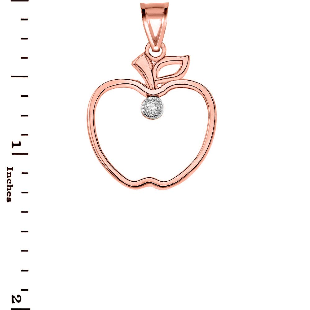 10K Gold Diamond Accent Leaf & Apple Charm Pendant Necklace - Elegant Gift for Women, Perfect for Birthdays, Anniversaries & Special Occasions